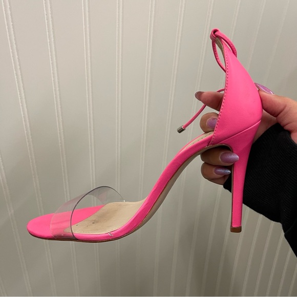 SCHUTZ Josseana Neon Pink Tie Ankle High Heel Sandal Sz 9B - Picture 9 of 11